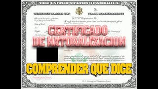 CERTIFICADO DE NATURALIZACION AMERICANA DETALLES [upl. by Buyer449]