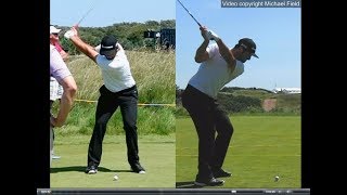 Jon Rahm golf swing  Long Iron faceon amp downtheline July 2017 [upl. by Nirol]