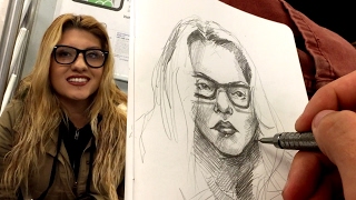 DRAWING LIVE PORTRAITS  NYC SUBWAY [upl. by Assille]