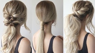 HOW TO EASY PONYTAILS  Perfect Prom Hairstyles [upl. by Kinsman]