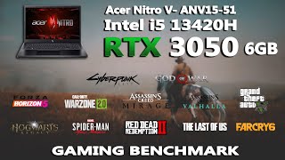 Acer Nitro V  RTX 3050 6GB  Intel i5 13420H Gaming Benchmark Test  RTX 3050 6GB Gaming Test [upl. by Allerus255]