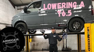 LOWERING A 2020 VOLKSWAGEN TRANSPORTER T65 HampR SPRING KIT [upl. by Klump]