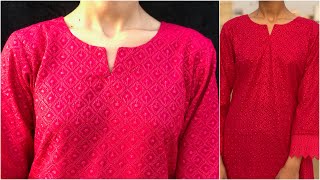 Beautiful Neck Design Cutting and Stitching  Kurti Front Neck Design  Creative Piping Neck Design [upl. by Idrahs]