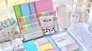 Huge school supplies haul ✨ stationery giveaway 2021 [upl. by Enobe]