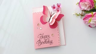 Butterfly Pop Up Birthday Card  Handmade easy card Tutorial [upl. by Lirret615]