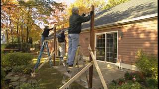 How to Build a Pergola Over a Patio Video [upl. by Ahcilef]