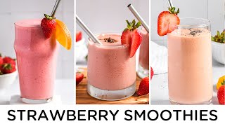 3 YUMMY Strawberry Smoothie Recipes 🍓 EASY amp HEALTHY [upl. by Jerol]