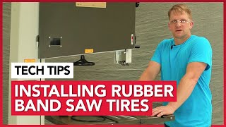 Changing a band saw tire Rubber Tire Installation [upl. by Lukey]