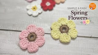 How To Crochet a Simple Flower for Beginners  Small Crochet Spring Flowers  Easy pattern [upl. by Holli572]