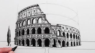 How to Draw The Colosseum in Perspective [upl. by Conyers]