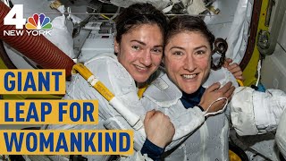 NASA Astronauts Make History With First AllFemale Spacewalk  NBC New York [upl. by Aramat]