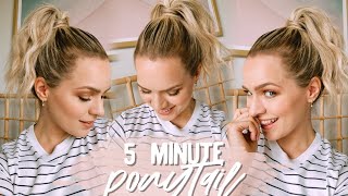 My 5 Minute Ponytail Routine Short Hair  KayleyMelissa [upl. by Eremehc641]