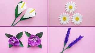 DIY  4 FLORES de papel  FLORES fáciles de hacer  Paper FLOWERS  Muy Lindas  Para Decorar 🎉😍 [upl. by Eelan]