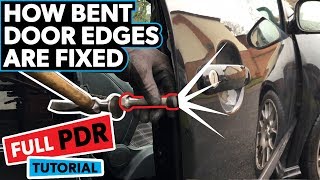 HOW TO REPAIR A BENT DOOR EDGE  FULL PDR TUTORIAL [upl. by Darmit11]