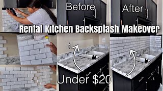 DIY Rental Kitchen MAKEOVER Removable BacksplashAffordable Kitchen TransformationRenter Friendly [upl. by Aicila]