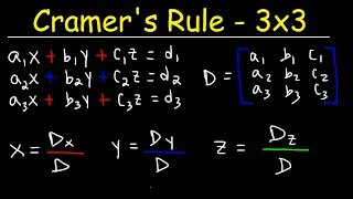 Cramers Rule  3x3 Linear System [upl. by Ylenats575]