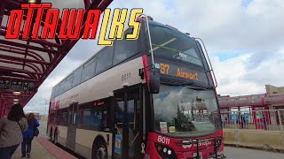 97 Bus OC Transpo ride  South Keys to Ottawa International Airport  Enviro 500 DoubleDecker  YOW [upl. by Adolpho]