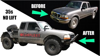 FORD RANGER STOCK TO OFFROAD IN 7 MINUTES BUDGET BUILD [upl. by Noivert668]