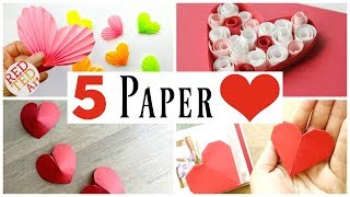 5 Easy Paper Heart DIYs for Valentines Day [upl. by Zelle]