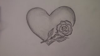 So malt zeichnet man ganz einfach ein Herz Und Eine Rose How to draw a heart and a rose [upl. by Matuag]