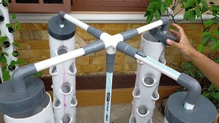 DIY  How to make Vertical Hydroponic System using 4 Towers Part 2  hydroponic farming at home [upl. by Gnanmas521]