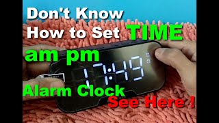 MIRROR FM BLUETOOTH SPEAKER HOW TO SET TIME ALARM CLOCK SETUP 12 24 HOUR AM  PM TIME FORMAT [upl. by Hardman]