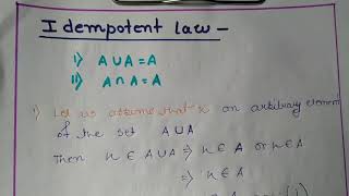 Idempotent law  laws of set theoryidempotent law proof  set theory [upl. by Brandea]