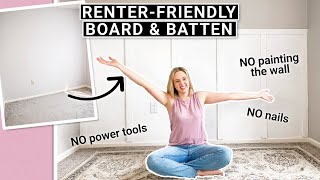 RenterFriendly Board amp Batten Wall DIY✨ 100 REMOVABLE Accent Wall [upl. by Marigolda646]