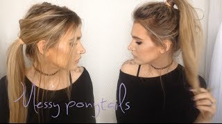 ♡ Messy ponytails  2 in 1 hair tutorial ♡ [upl. by Lehpar]