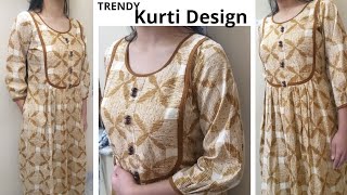 Stylish Pleated Kurti Design with Yoke PatternPocketCutting and StitchingDIYFull Tutorial [upl. by Maltzman389]