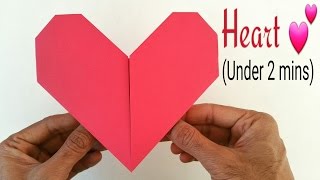 How to make an easy paper quot💕Heartquot under 2 minutesA4 paper  Valentine Origami for Beginners [upl. by Ardnuhs]