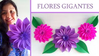 DIY  FLORES gigantes de papel  FLOR para decorar  paper flower  Muy Lindas 🌺 [upl. by Ttocs]