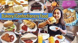 I only ate quotBAKERY FOODquot🍔🍕🌭 for 24 Hours Challenge Pastries Burgers Pizzas amp More Food Challenge [upl. by Ravi]