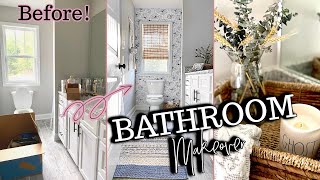 Affordable Small Bathroom Makeover Renter Friendly  Peel and Stick Wallpaper  Amazon amp TJ Maxx [upl. by Gertrud387]