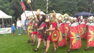 Roman Reenactment at the Amphitheatre in Caerleon Marching In [upl. by Ayhdnas]