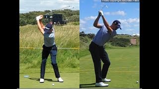 Justin Thomas golf swing  Long Iron faceon amp downtheline July 2017 [upl. by Kassel]