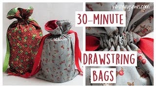 Lined Drawstring Bags  EASY DIY  Whitney Sews [upl. by Nipahc]