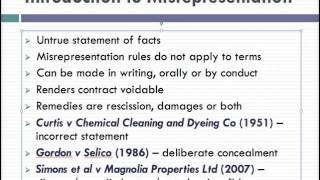 Misrepresentation Lecture 1 of 4 [upl. by Thetes]