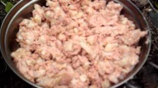 Esbit Emergency Stove Cooking Corned Beef Hash and Eggs [upl. by Sinnard26]