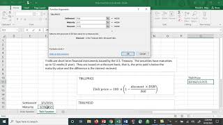 Tbill Calculations in Excel [upl. by Stormie]