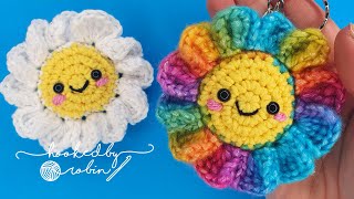 Crochet Amigurumi Flower Keychain NO SEWING REQUIRED [upl. by Viens]