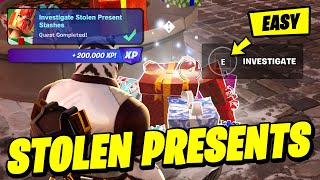 How to EASILY Investigate Stolen Present Stashes  Fortnite Winterfest Quest [upl. by Ailenroc]