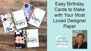 Easy Birthday Cards to Make with Your Most Loved Designer Paper [upl. by Dnomder]