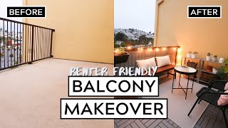 DIY BALCONY MAKEOVER ✨ RENTER FRIENDLY [upl. by Naaman]