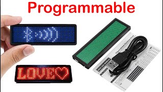 Rechargeable Mini Led Scrolling Name Badge  Programmable Digital Name Plate  Moving Text Display [upl. by Rory]