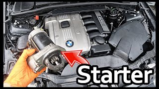 BMW N52 Starter Motor Removal amp Replacement [upl. by Ahsieken]