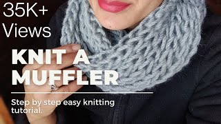 Easy amp beautiful 🧣MufflerScarf knitting 🧶tutorial for winter 😍Muffler design  Simply Deepika [upl. by Ynetruoc]