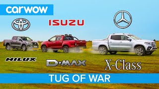 Mercedes XClass vs Toyota Hilux vs Isuzu DMax Pickup TUG OF WAR [upl. by Pogue]