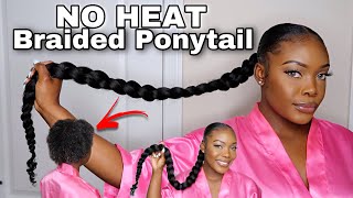 SLEEK BRAIDED PONYTAIL ON 4C HAIR EASY  QUICK [upl. by Farrell48]