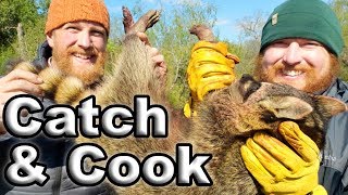 Catch And Cook Raccoon In Live Trap  Day 9 Of 30 Day Survival Challenge Texas [upl. by Timmons]